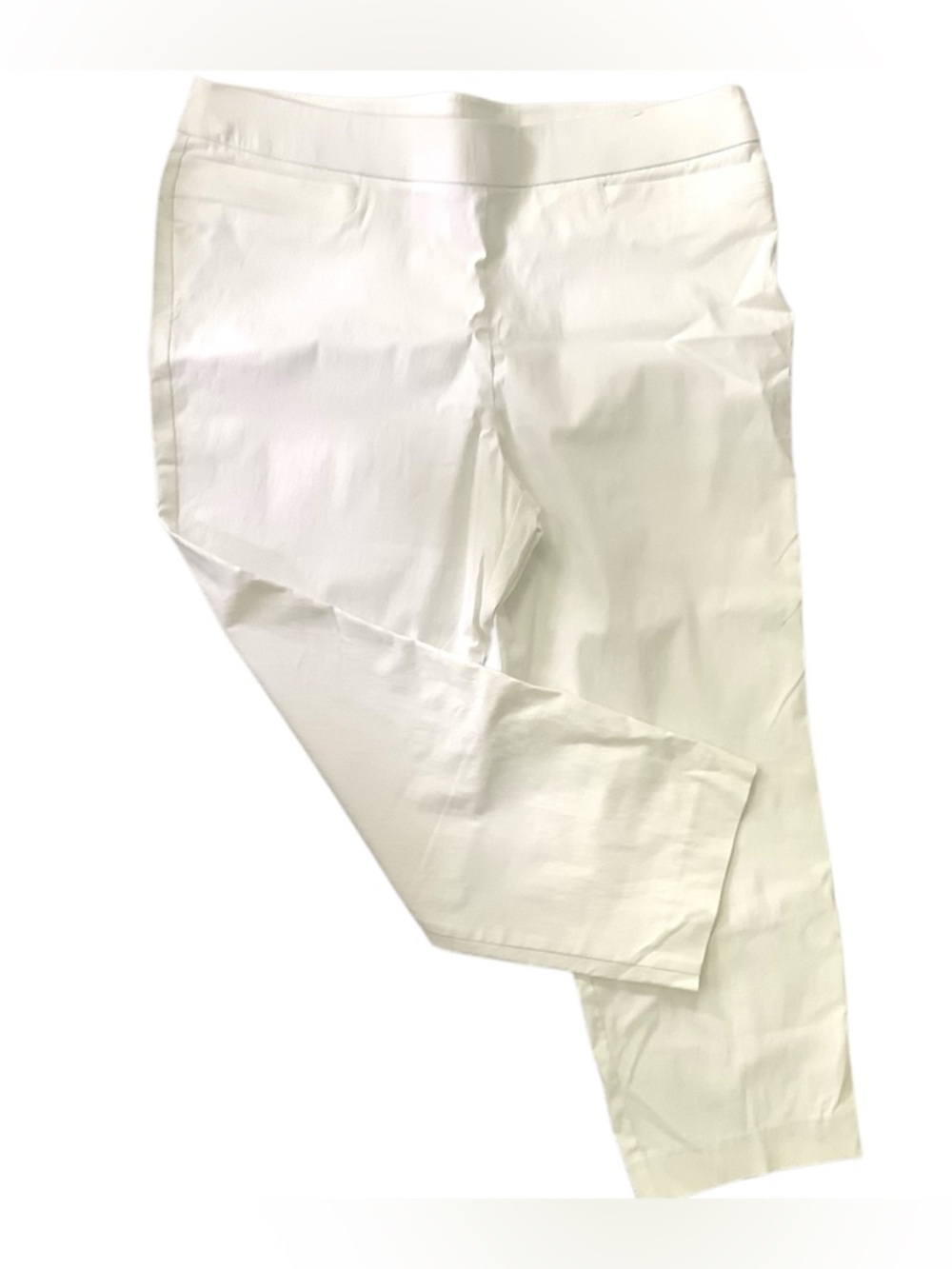 JM Collection White Stretch Pull On Crop Pants